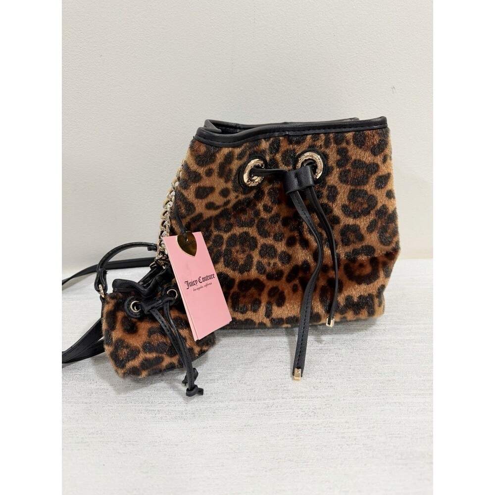 Juicy Couture Bucket Challenge Leopard Bucket Bag Mini Pouch NWT Y2K
